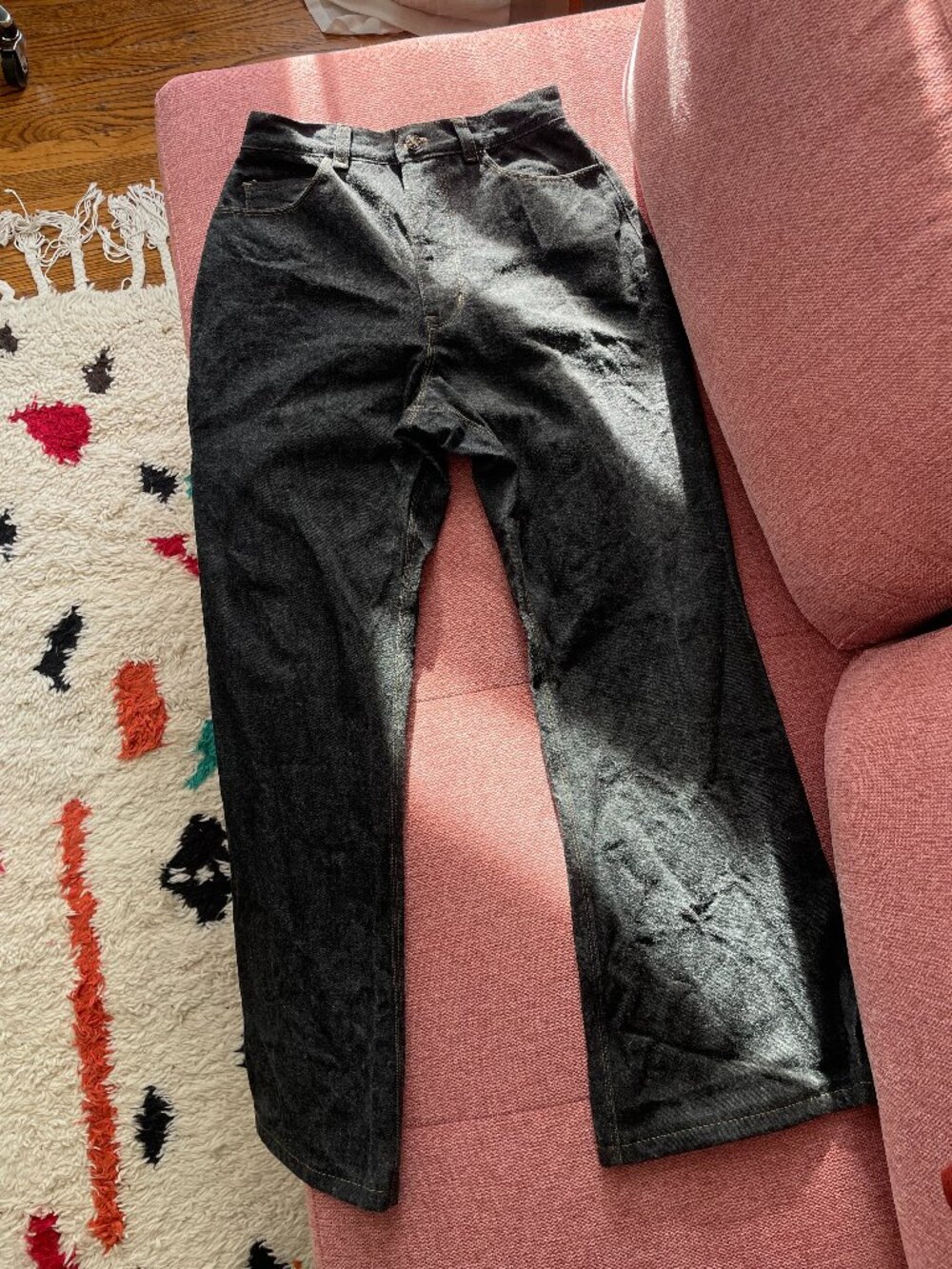Handmade slightly flared blue jeans